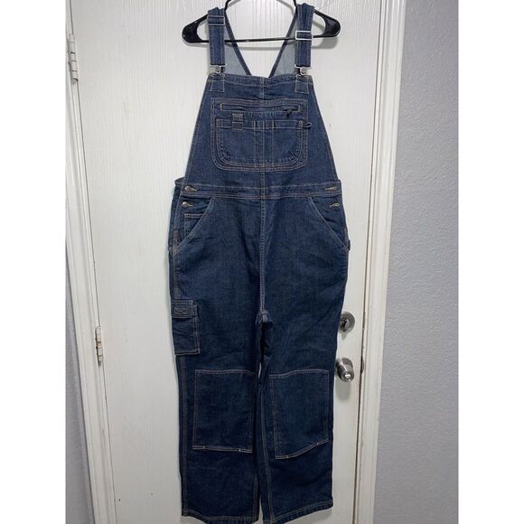 Duluth Trading‎ Co Bib Carpenter Double Knee Jean Overalls Men's LargeX31